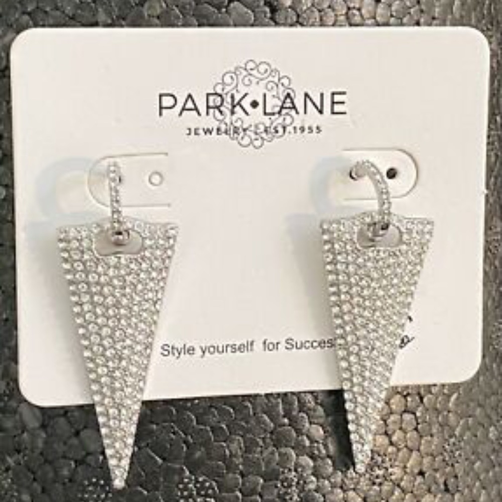 Park Lane Silver Tone Triangle Sparkling Earrings